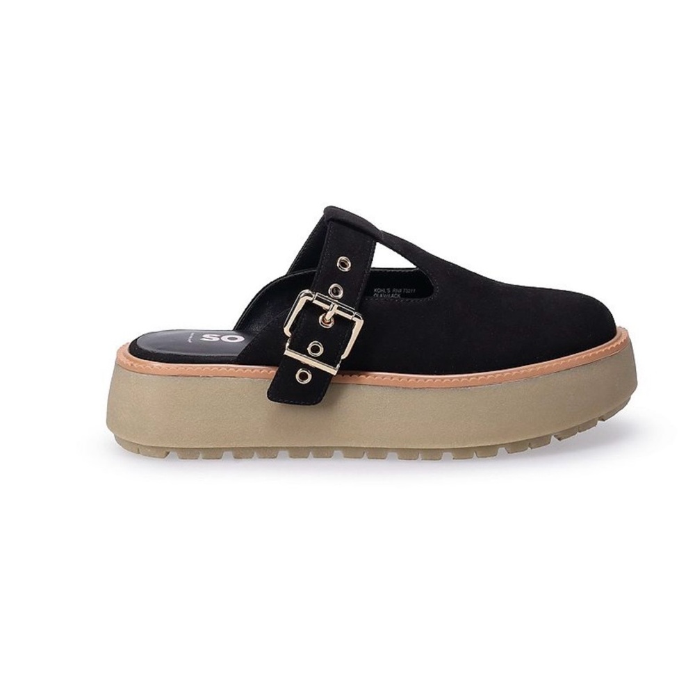 SO Olav Black Platform Clogs Size 9.5 Chunky Lug Sole Slip On